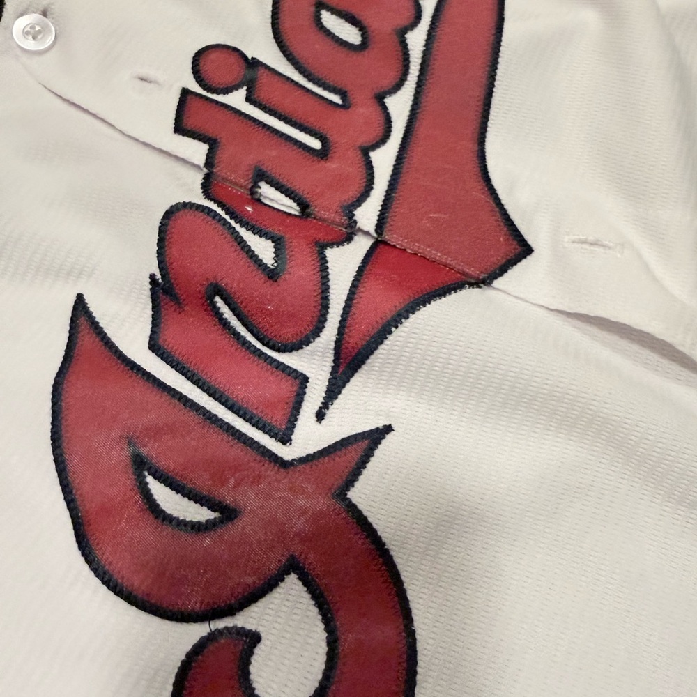 Majestic White Jersey with Red Script Indians - Picture 4 of 6